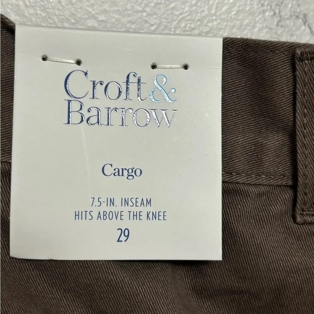 NWT Men's Croft & Barrow Kohl’s Side-Elastic 7.5-inch Cargo Shorts in Brown 29